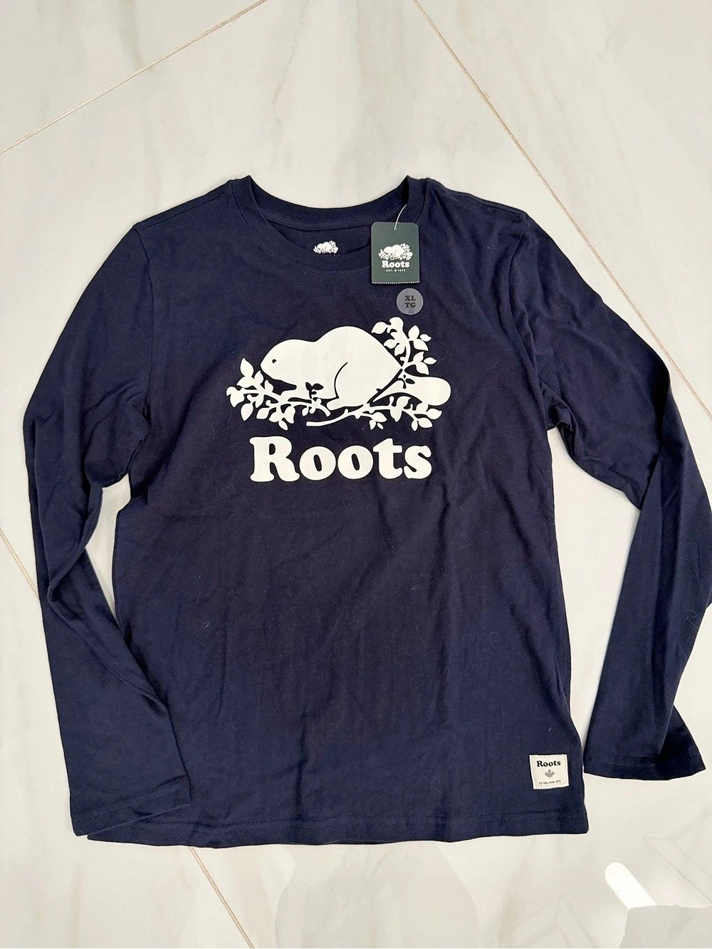 Roots Boys Organic Cooper Beaver Long Sleeve T-Shirt Long Sleeve Graphic Tee